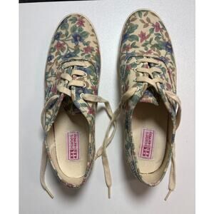 Hanes Her Way Size 8 Antique Floral Lace Up Slip-In Vintage Canvas Sneaker